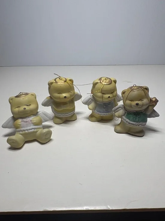 Set of 4 Teddy Bear Around The World Angel Ornaments - Picture 1 of 6